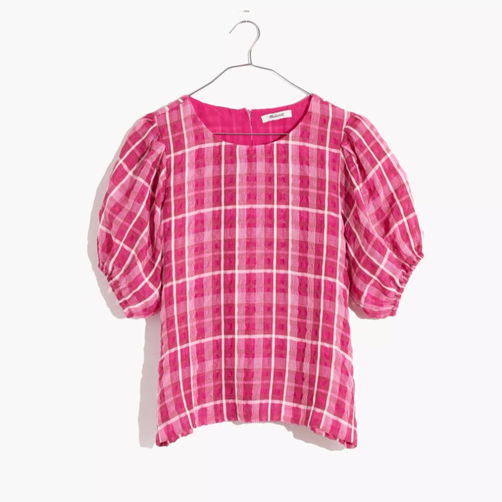 Plaid Puff-Sleeve Top - Picture 5 of 5